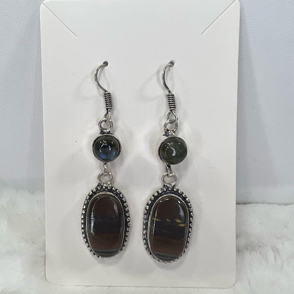 Iron Tiger Eye 925 Gemstone Earring